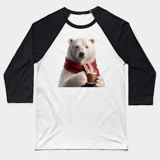 Polar bear drinking coffee Baseball T-Shirt